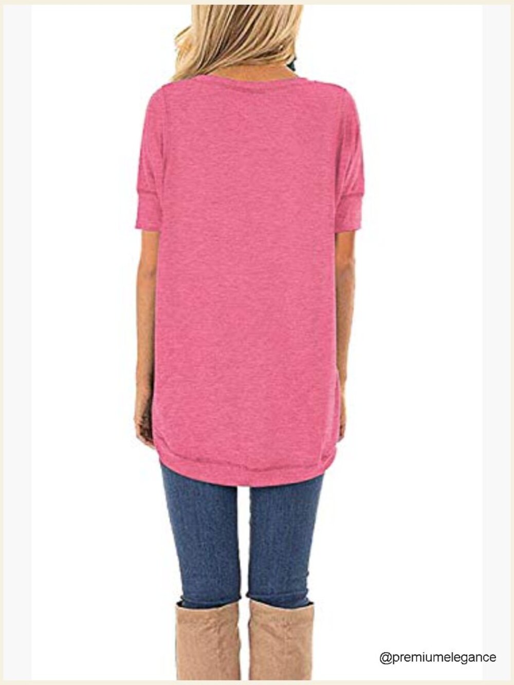 Short Sleeve Side Split Casual Loose Tunic Top - Picture 2 of 7